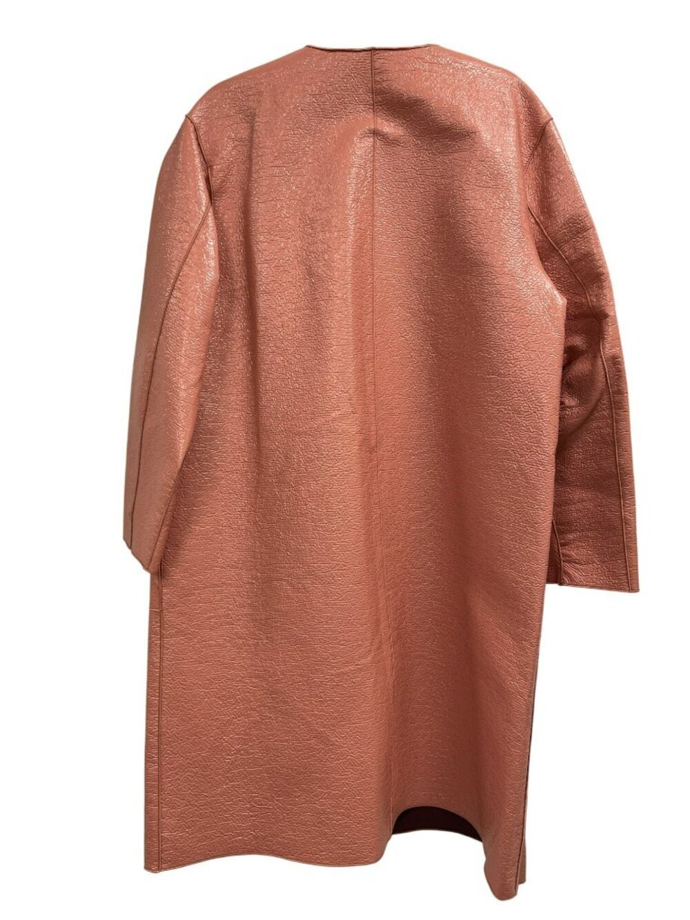 Max Mara Size 8 Faux Leather Pink Collarless Zip Jacket NEW - Picture 4 of 6